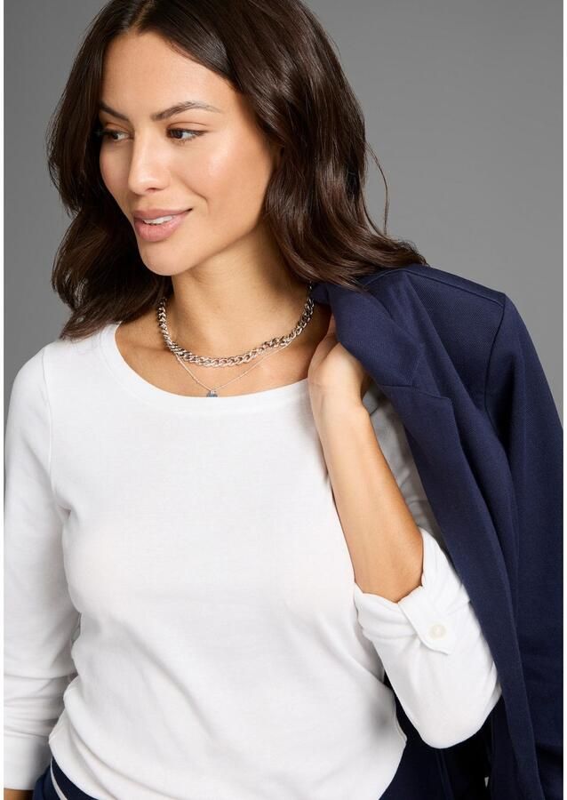 KangaROOS Shirt met lange mouwen met opgerolde mouwen zeer figuurvolgend van ribstof - Foto 2