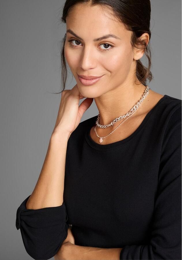 KangaROOS Shirt met lange mouwen met opgerolde mouwen zeer figuurvolgend van ribstof - Foto 3