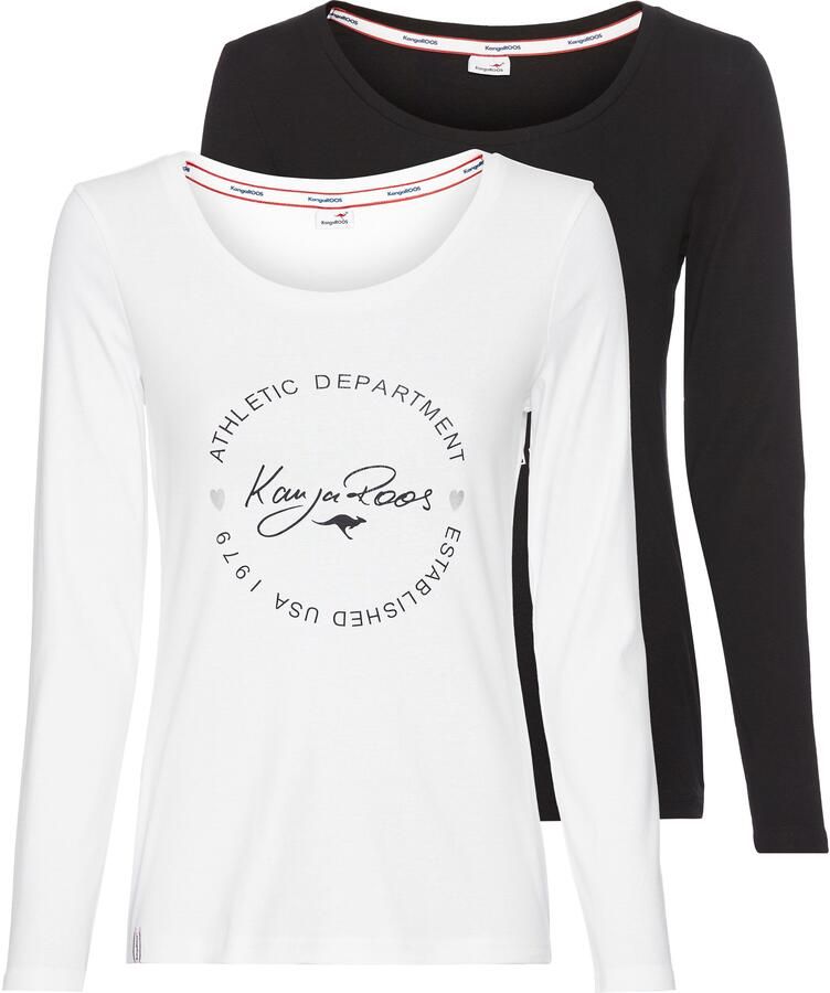 KangaROOS Shirt met lange mouwen met print en effen (2-delig Set van 2) - Foto 6