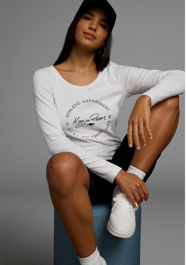 KangaROOS Shirt met lange mouwen met print en effen (2-delig Set van 2)