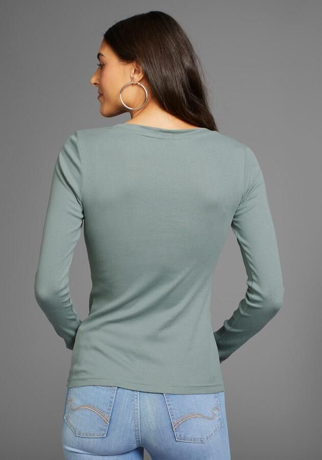 KangaROOS Shirt met lange mouwen oprolbare mouwen figuurvolgende snit met logoprint - Foto 6