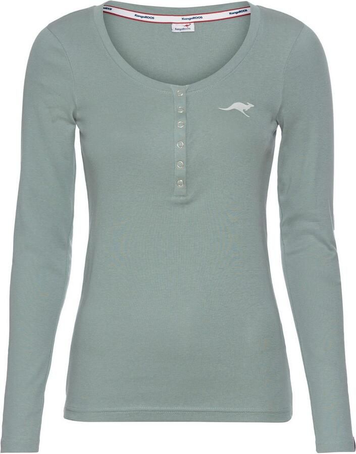 KangaROOS Shirt met lange mouwen oprolbare mouwen figuurvolgende snit met logoprint
