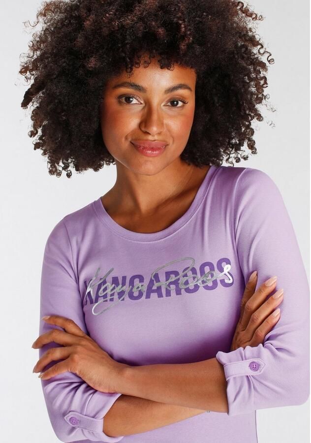 KangaROOS Shirt met lange mouwen oprolbare mouwen figuurvolgende snit ronde hals - Foto 3