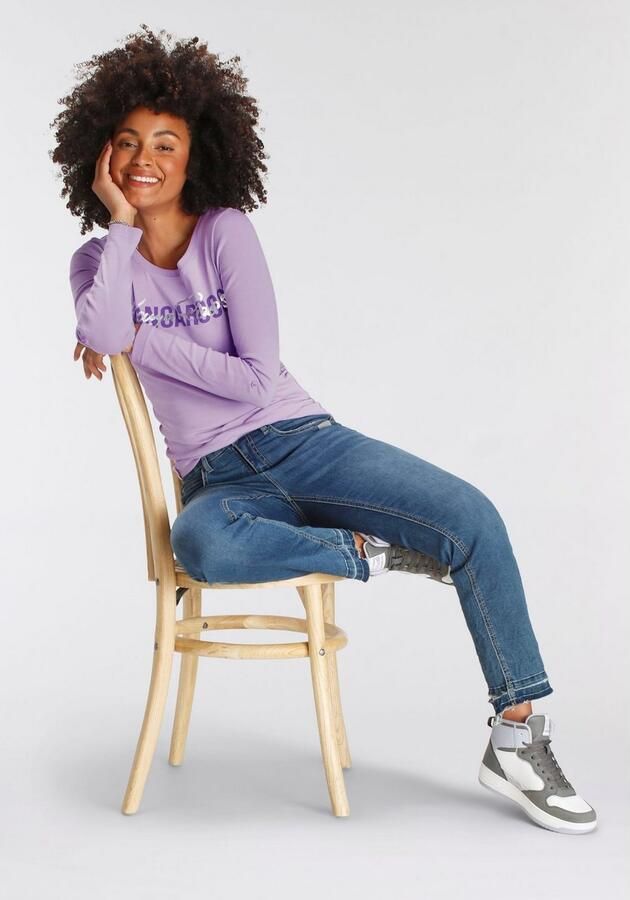 KangaROOS Shirt met lange mouwen oprolbare mouwen figuurvolgende snit ronde hals - Foto 6