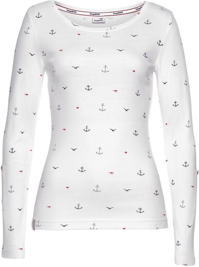 KangaROOS Shirt met lange mouwen oprolbare mouwen zeer figuurvolgend van elastische ribstof - Foto 12