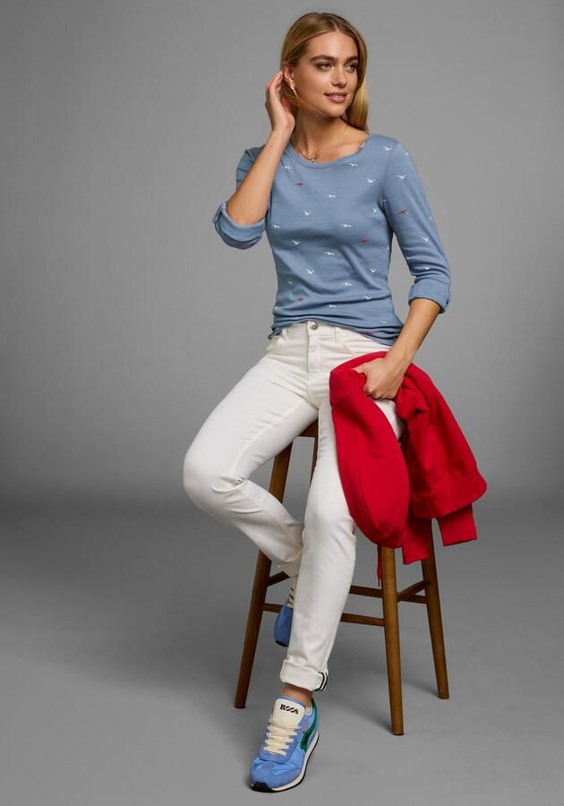 KangaROOS Shirt met lange mouwen oprolbare mouwen zeer figuurvolgend van elastische ribstof - Foto 6