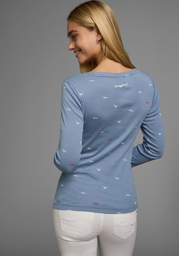 KangaROOS Shirt met lange mouwen oprolbare mouwen zeer figuurvolgend van elastische ribstof - Foto 7