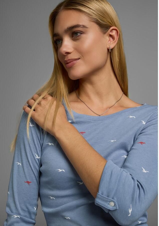 KangaROOS Shirt met lange mouwen oprolbare mouwen zeer figuurvolgend van elastische ribstof - Foto 2