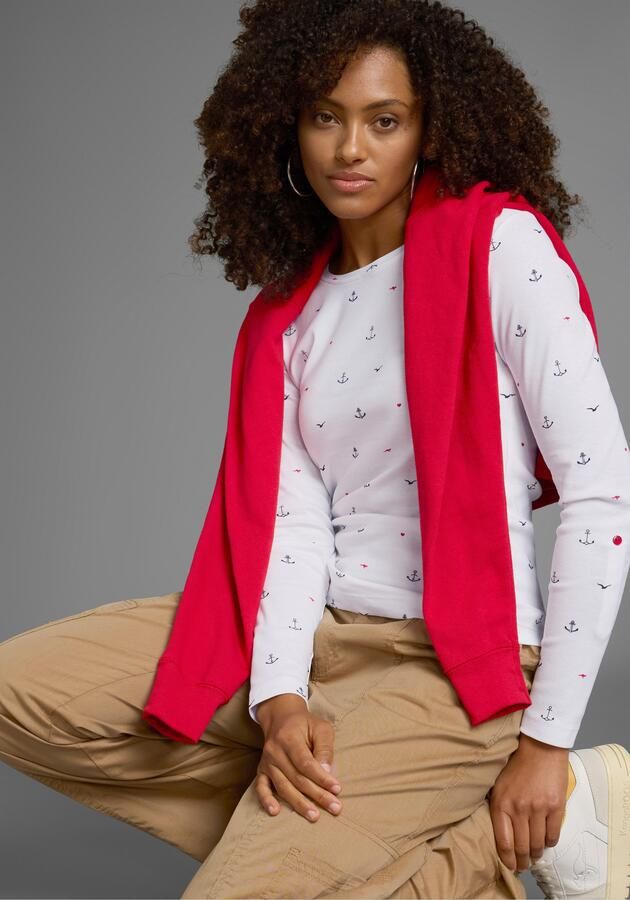 KangaROOS Shirt met lange mouwen oprolbare mouwen zeer figuurvolgend van elastische ribstof - Foto 8