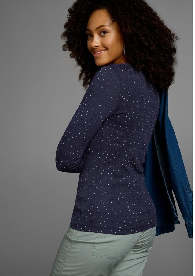 KangaROOS Shirt met lange mouwen oprolbare mouwen zeer figuurvolgend van elastische ribstof - Foto 3