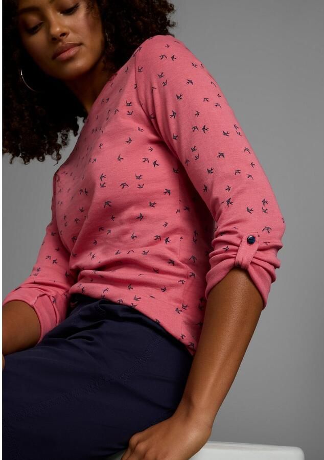 KangaROOS Shirt met lange mouwen oprolbare mouwen zeer figuurvolgend van elastische ribstof - Foto 3