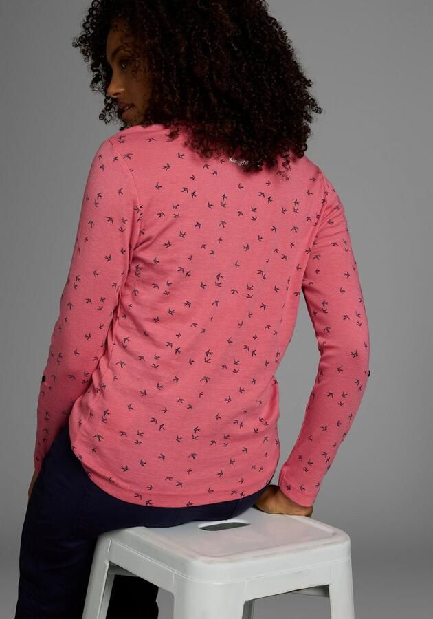 KangaROOS Shirt met lange mouwen oprolbare mouwen zeer figuurvolgend van elastische ribstof - Foto 4