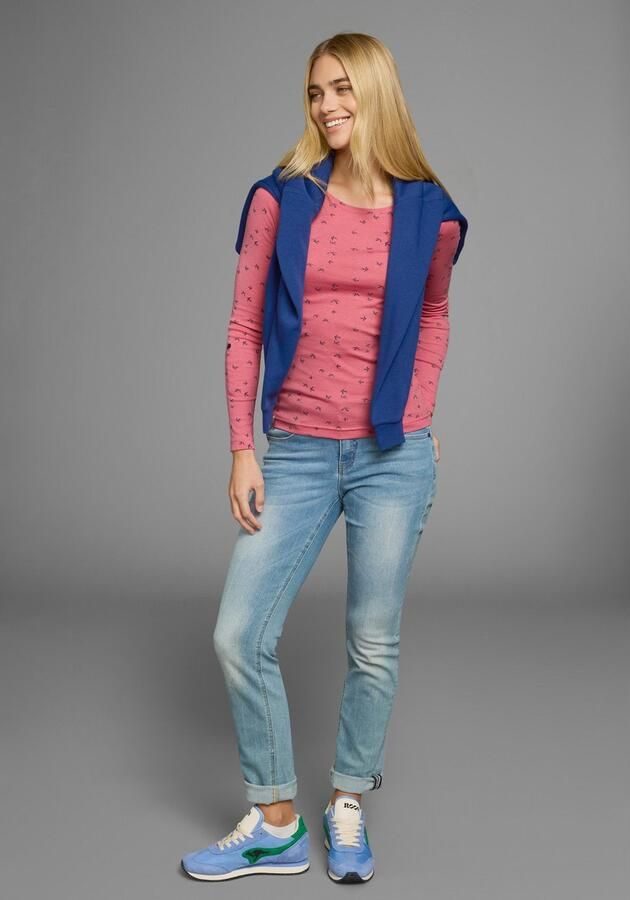 KangaROOS Shirt met lange mouwen oprolbare mouwen zeer figuurvolgend van elastische ribstof - Foto 6