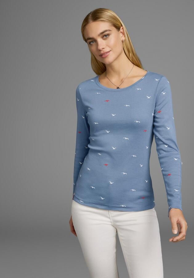 KangaROOS Shirt met lange mouwen oprolbare mouwen zeer figuurvolgend van elastische ribstof - Foto 8