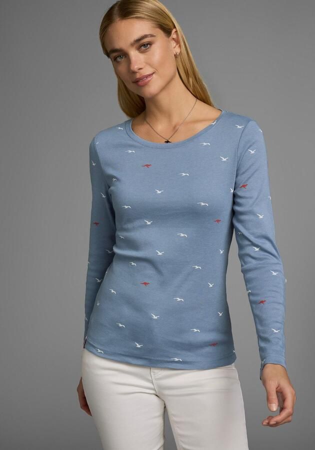 KangaROOS Shirt met lange mouwen oprolbare mouwen zeer figuurvolgend van elastische ribstof - Foto 9