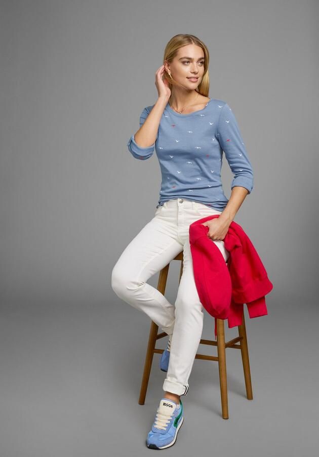 KangaROOS Shirt met lange mouwen oprolbare mouwen zeer figuurvolgend van elastische ribstof - Foto 11