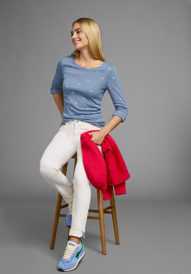 KangaROOS Shirt met lange mouwen oprolbare mouwen zeer figuurvolgend van elastische ribstof - Foto 12