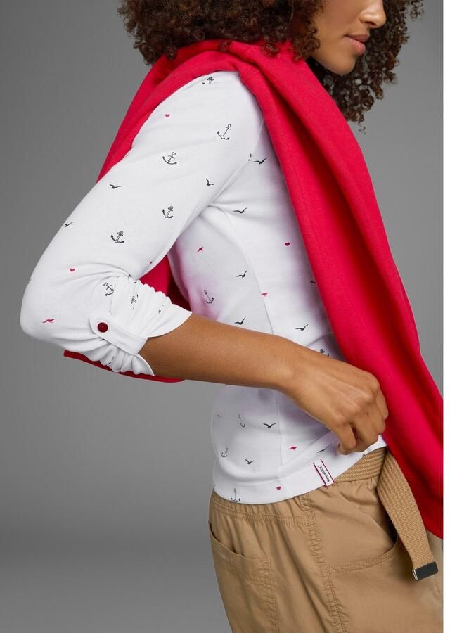 KangaROOS Shirt met lange mouwen oprolbare mouwen zeer figuurvolgend van elastische ribstof - Foto 3