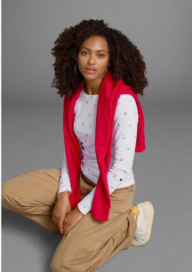 KangaROOS Shirt met lange mouwen oprolbare mouwen zeer figuurvolgend van elastische ribstof - Foto 5