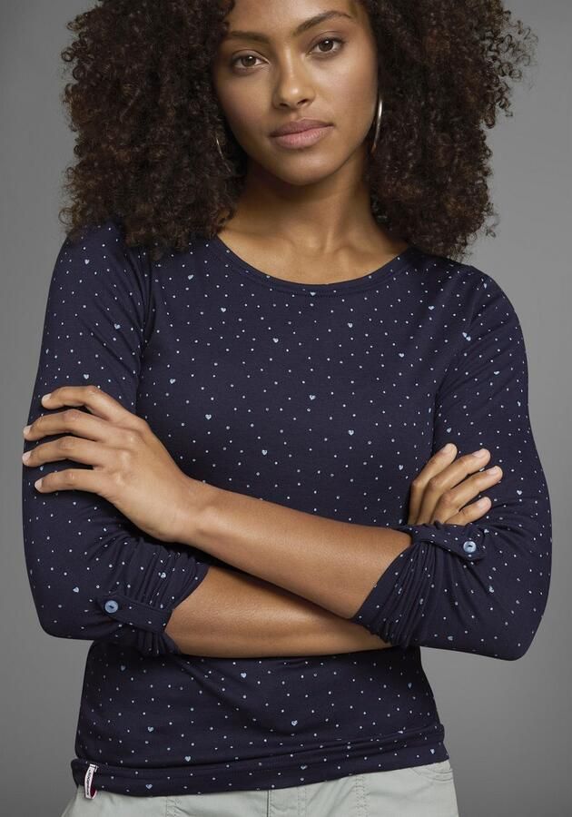 KangaROOS Shirt met lange mouwen oprolbare mouwen zeer figuurvolgend van elastische ribstof - Foto 8