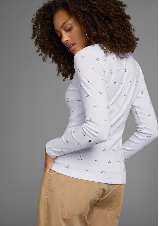 KangaROOS Shirt met lange mouwen oprolbare mouwen zeer figuurvolgend van elastische ribstof - Foto 7