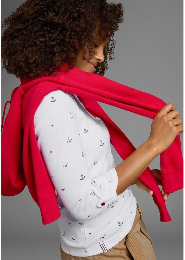 KangaROOS Shirt met lange mouwen oprolbare mouwen zeer figuurvolgend van elastische ribstof - Foto 4