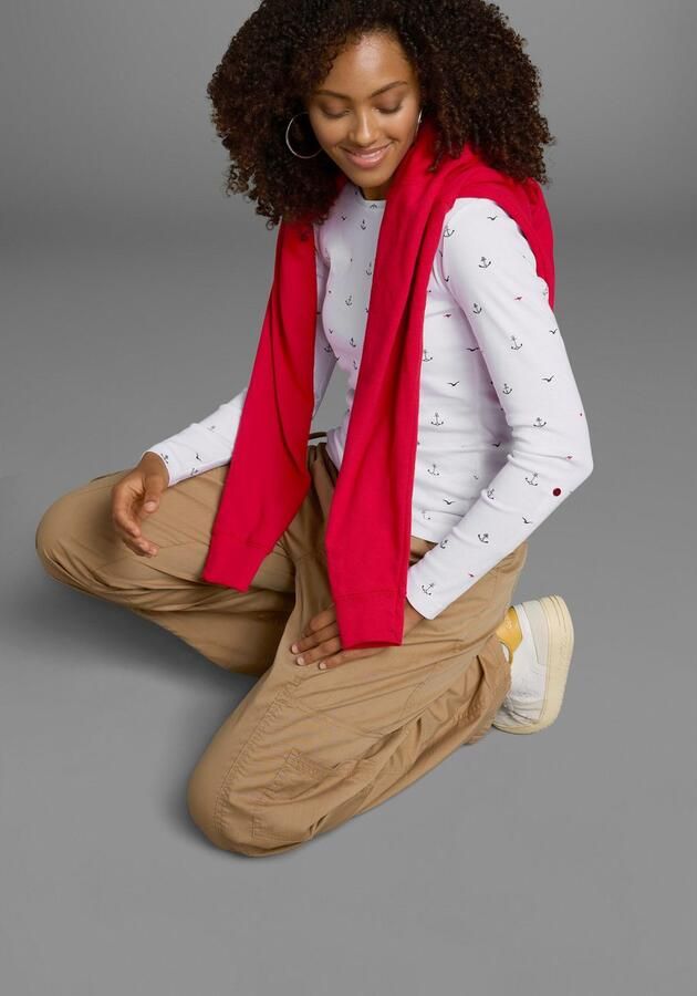 KangaROOS Shirt met lange mouwen oprolbare mouwen zeer figuurvolgend van elastische ribstof - Foto 11