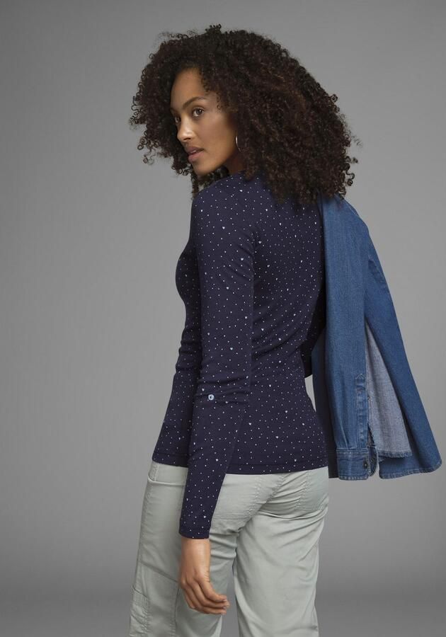 KangaROOS Shirt met lange mouwen oprolbare mouwen zeer figuurvolgend van elastische ribstof - Foto 12