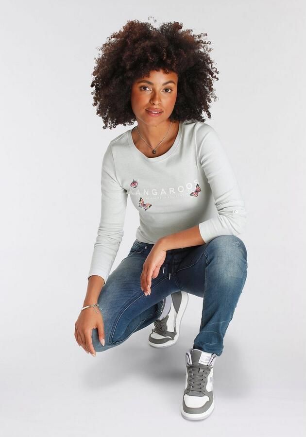 KangaROOS Shirt met lange mouwen oprolbare mouwen zeer figuurvolgende snit - Foto 7