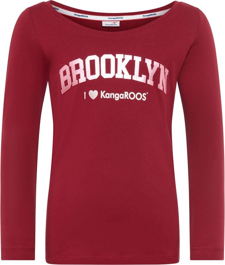 KangaROOS Shirt met lange mouwen Shirt met BROOKLYN print Trendy frontprint boothals - Foto 6