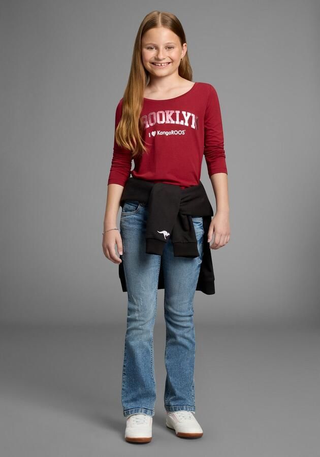 KangaROOS Shirt met lange mouwen Shirt met BROOKLYN print Trendy frontprint boothals - Foto 3