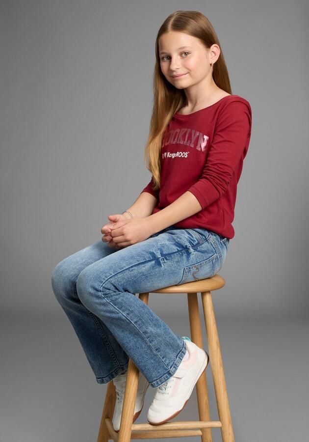 KangaROOS Shirt met lange mouwen Shirt met BROOKLYN print Trendy frontprint boothals - Foto 4