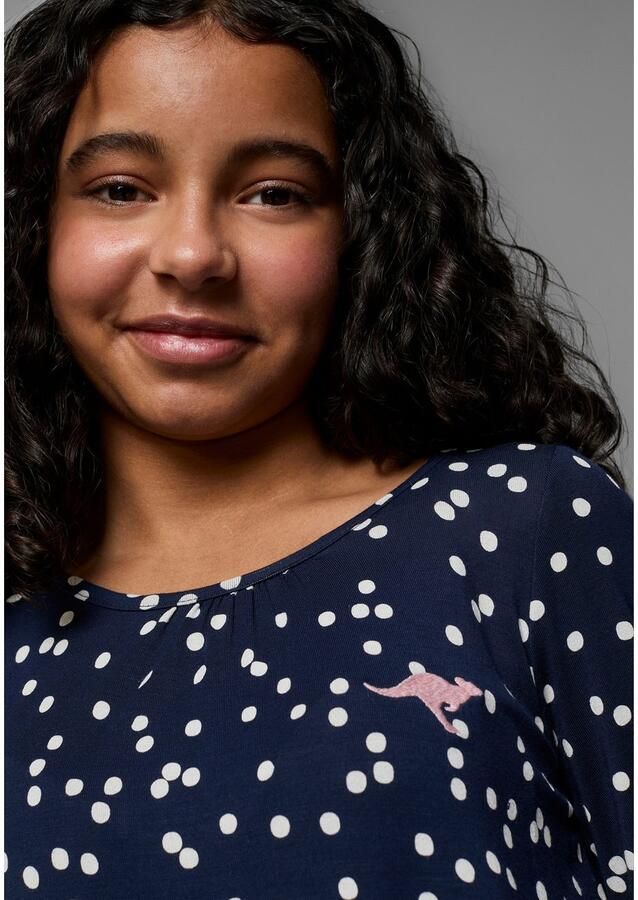 KangaROOS Shirt met lange mouwen Viscose shirt with 3 4 sleeves wijde pasvorm gestippeld ontwerp ronde hals - Foto 2