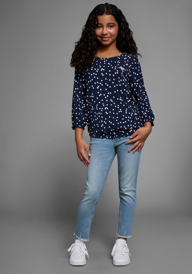 KangaROOS Shirt met lange mouwen Viscose shirt with 3 4 sleeves wijde pasvorm gestippeld ontwerp ronde hals - Foto 6