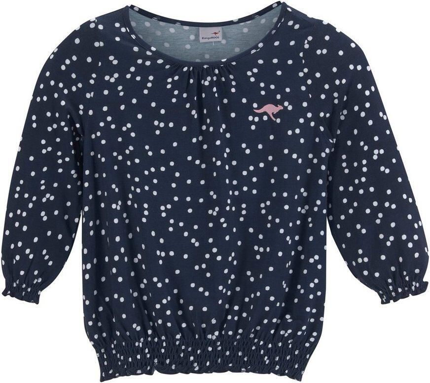 KangaROOS Shirt met lange mouwen Viscose shirt with 3 4 sleeves wijde pasvorm gestippeld ontwerp ronde hals