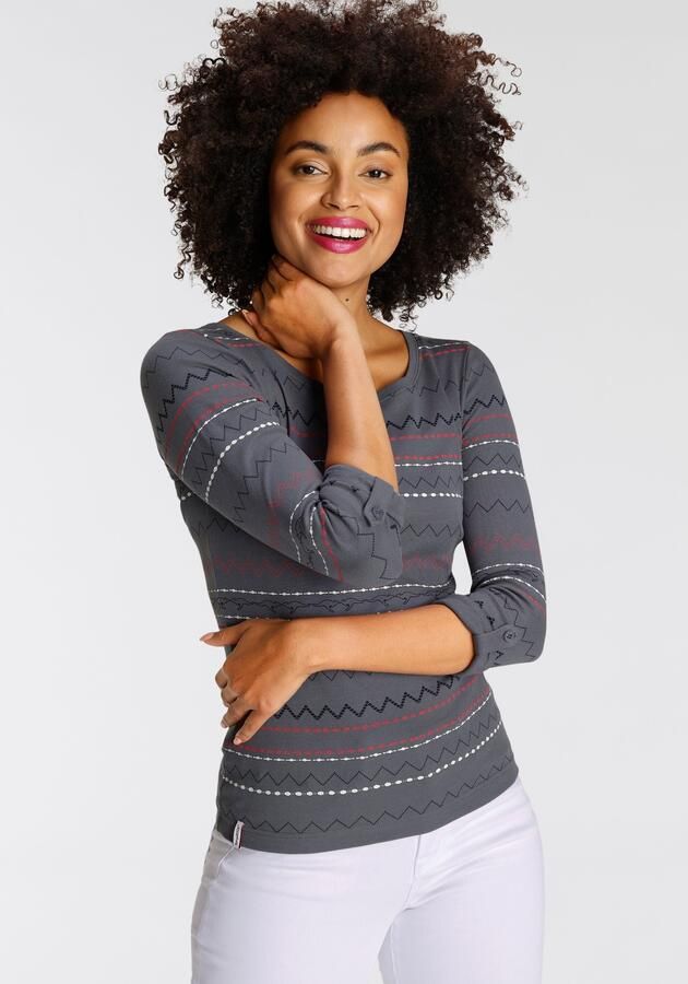 KangaROOS Shirt met lange mouwen zeer figuurvolgende pasvorm met zigzagpatroon van 100% katoen - Foto 8