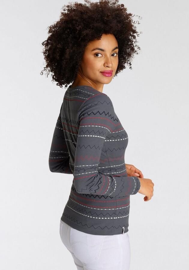 KangaROOS Shirt met lange mouwen zeer figuurvolgende pasvorm met zigzagpatroon van 100% katoen - Foto 5