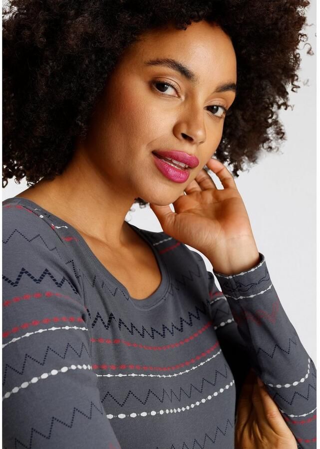 KangaROOS Shirt met lange mouwen zeer figuurvolgende pasvorm met zigzagpatroon van 100% katoen - Foto 2