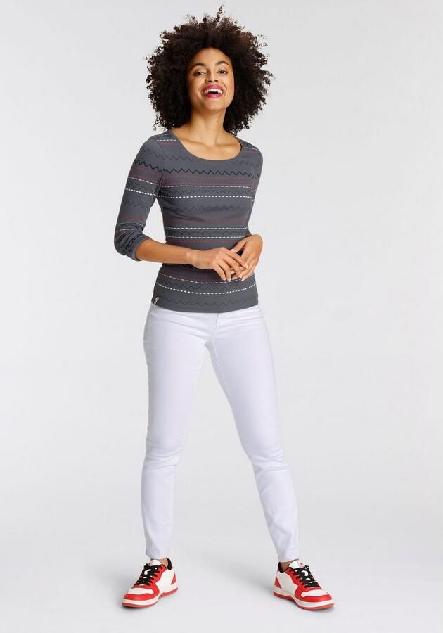 KangaROOS Shirt met lange mouwen zeer figuurvolgende pasvorm met zigzagpatroon van 100% katoen - Foto 6