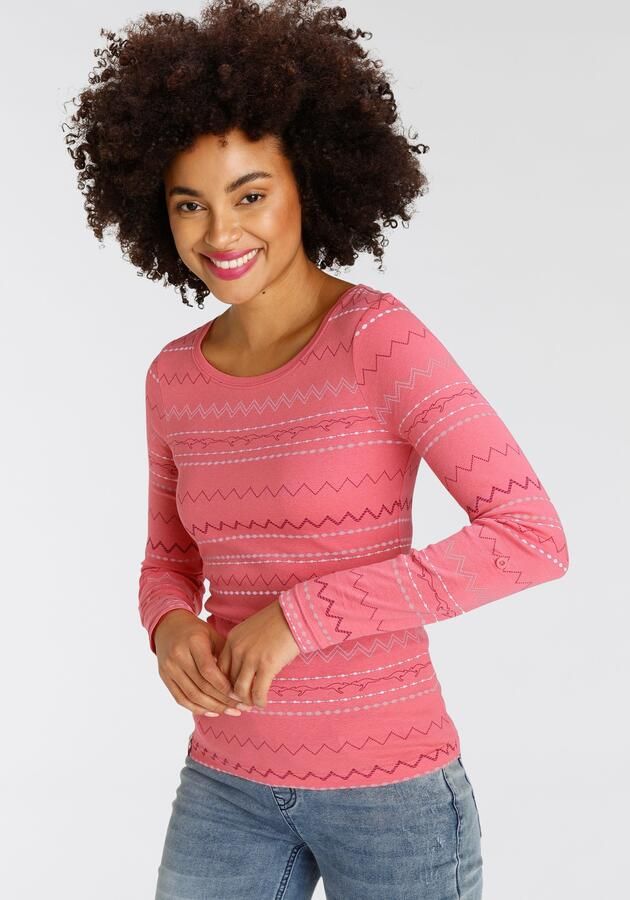 KangaROOS Shirt met lange mouwen zeer figuurvolgende pasvorm met zigzagpatroon van 100% katoen - Foto 9