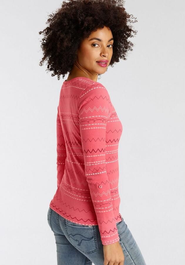 KangaROOS Shirt met lange mouwen zeer figuurvolgende pasvorm met zigzagpatroon van 100% katoen - Foto 6