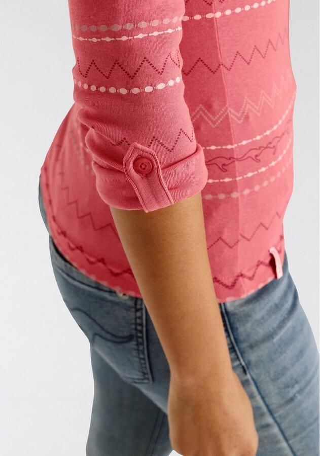 KangaROOS Shirt met lange mouwen zeer figuurvolgende pasvorm met zigzagpatroon van 100% katoen - Foto 5