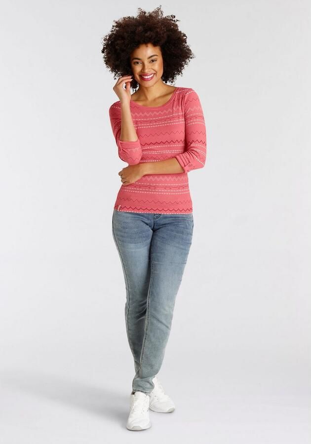 KangaROOS Shirt met lange mouwen zeer figuurvolgende pasvorm met zigzagpatroon van 100% katoen - Foto 7