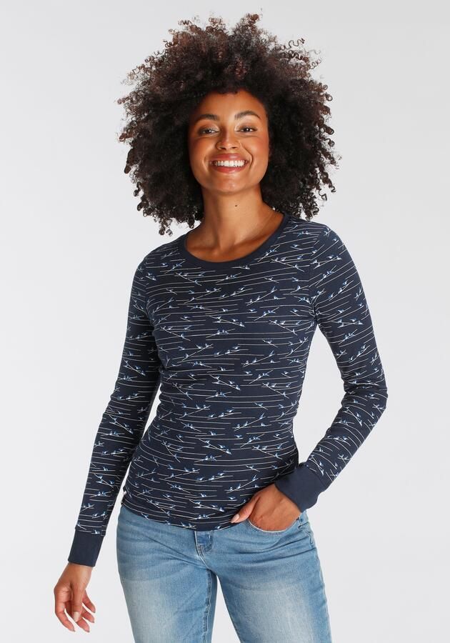 KangaROOS Shirt met lange mouwen zeer figuurvolgende pasvorm ronde hals van 100% katoen - Foto 7