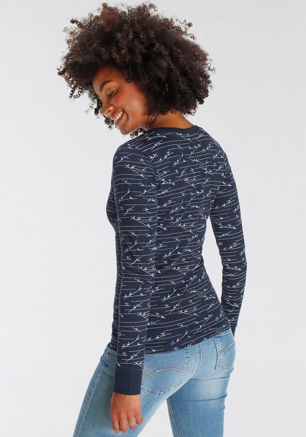 KangaROOS Shirt met lange mouwen zeer figuurvolgende pasvorm ronde hals van 100% katoen - Foto 5