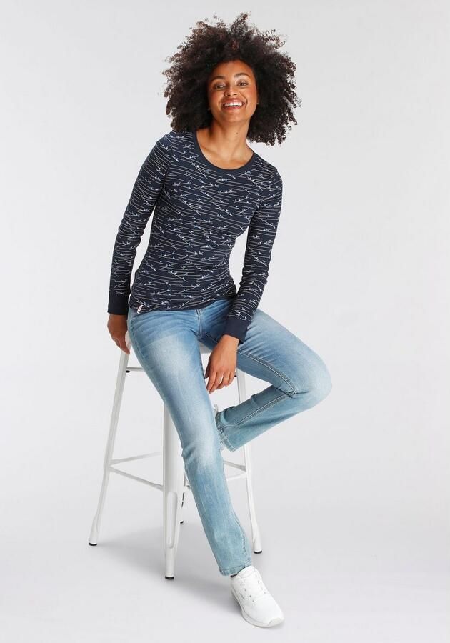 KangaROOS Shirt met lange mouwen zeer figuurvolgende pasvorm ronde hals van 100% katoen - Foto 6