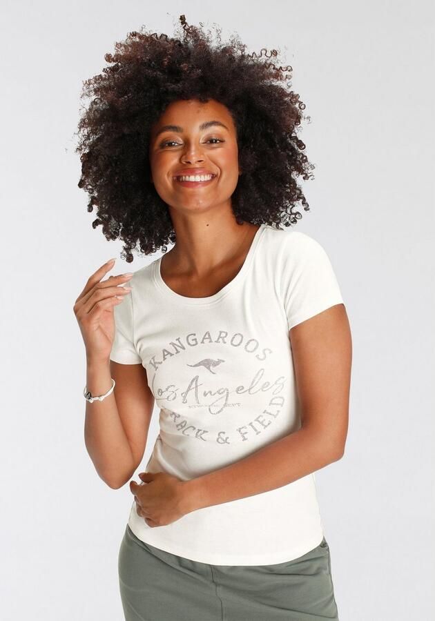 KangaROOS Shirt met print zeer figuurvolgende snit print ronde hals - Foto 4