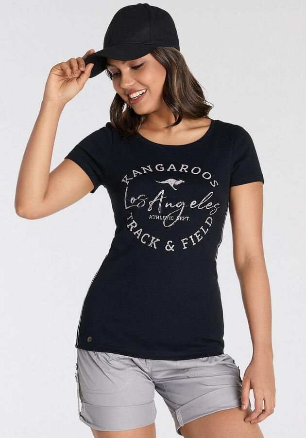 KangaROOS Shirt met print zeer figuurvolgende snit print ronde hals - Foto 4