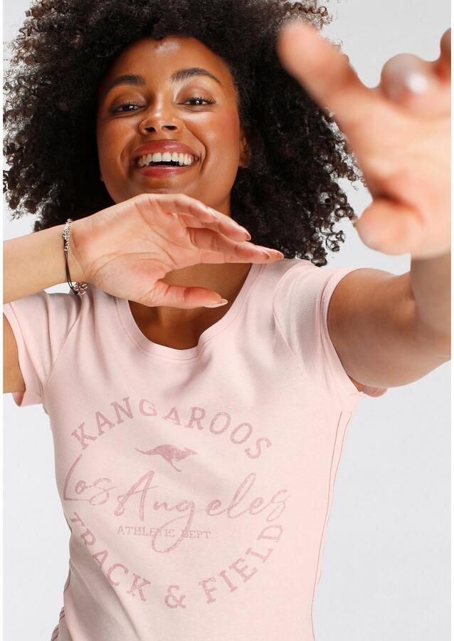 KangaROOS Shirt met print zeer figuurvolgende snit print ronde hals - Foto 3