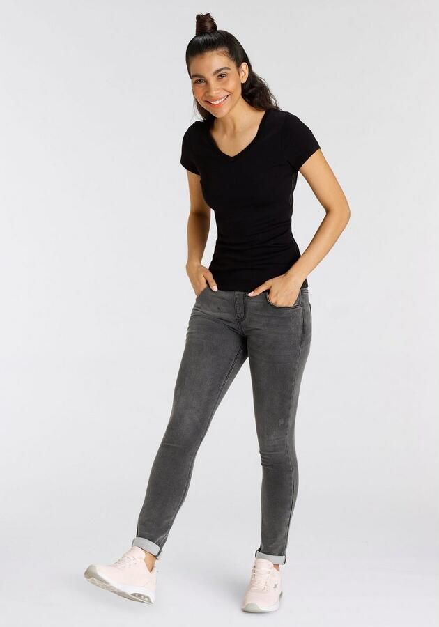 KangaROOS Shirt met V-hals Korte mouwen figuurvolgende snit van katoen in 2-pack (Set van 2) - Foto 6